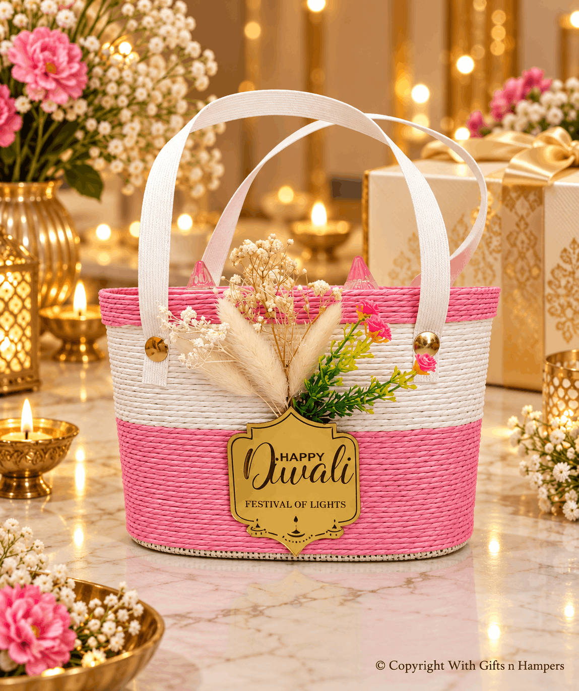 Pink Dry Fruits Basket