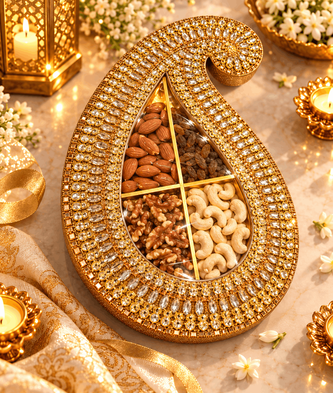Royal Kundan Dry Fruit Treasure Box